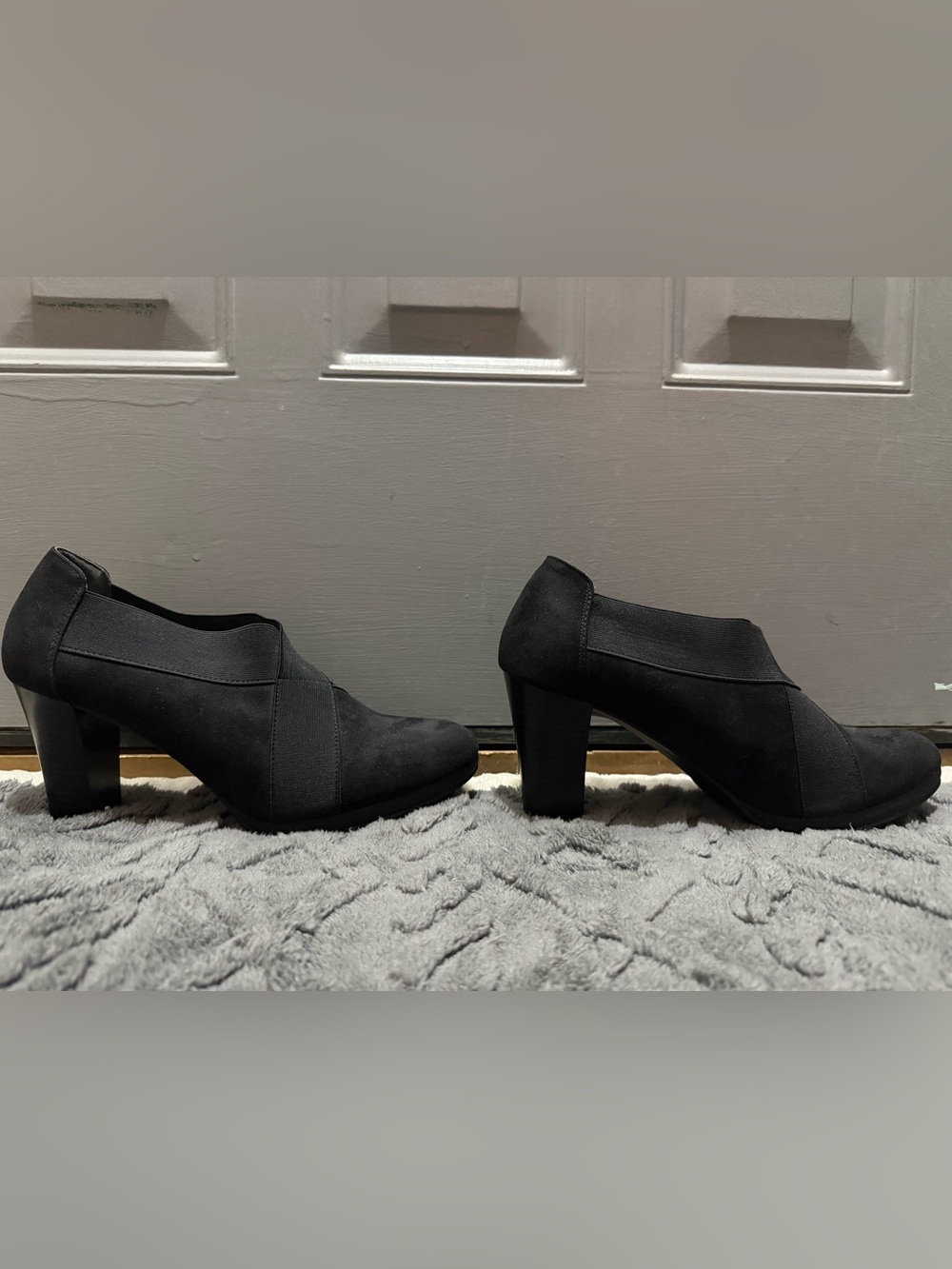 Andrew Geller Black Suede Slip-On Heels (9) - Picture 3 of 10